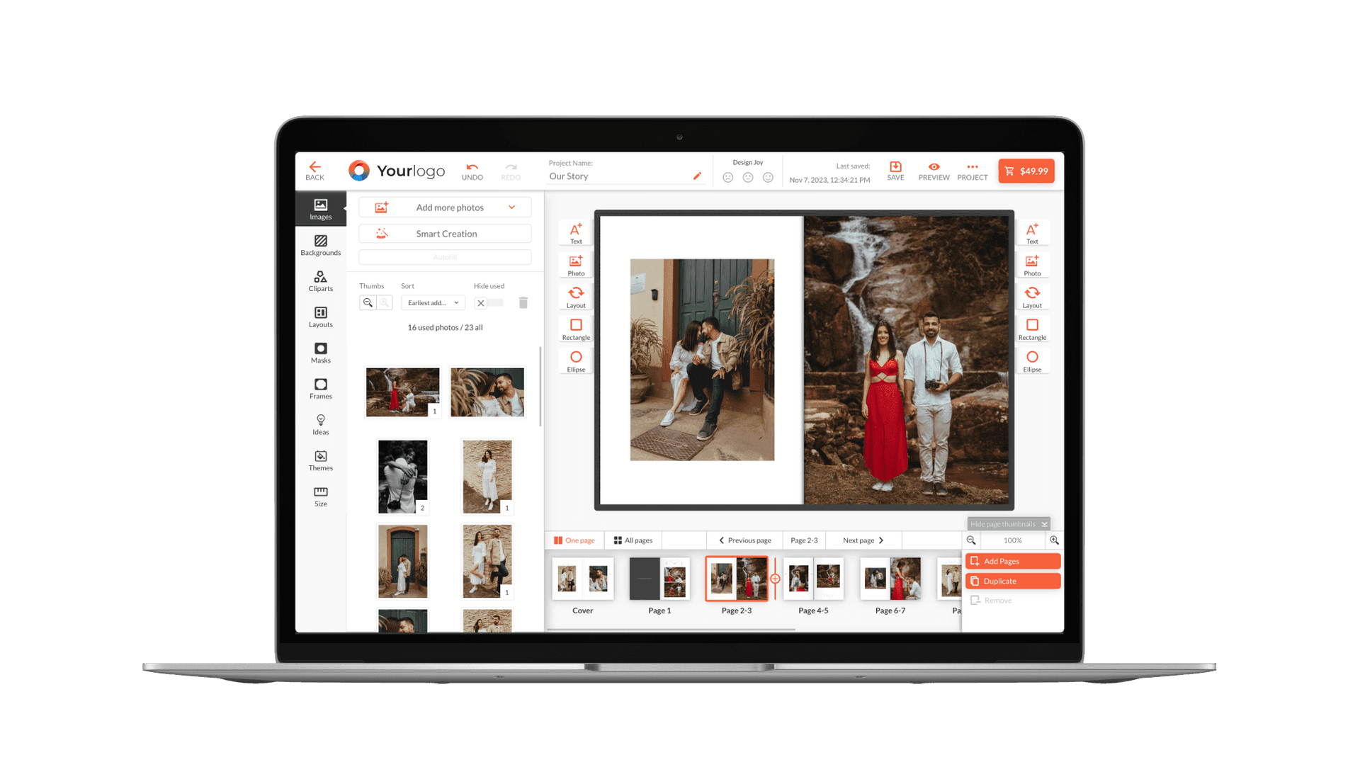 Printbox web-to-print storefront and editor shown on a desktop